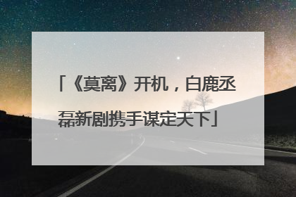 《莫离》开机，白鹿丞磊新剧携手谋定天下