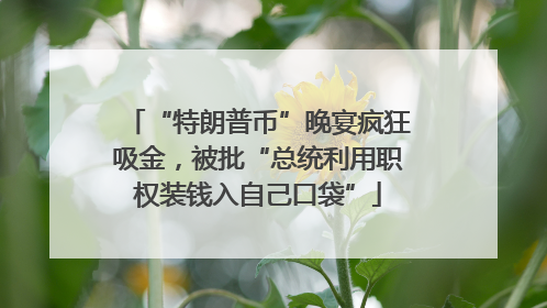 “特朗普币”晚宴疯狂吸金，被批“总统利用职权装钱入自己口袋”