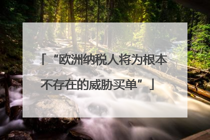 “欧洲纳税人将为根本不存在的威胁买单”