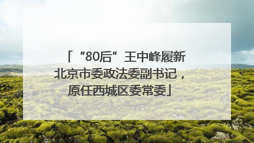 “80后”王中峰履新北京市委政法委副书记，原任西城区委常委
