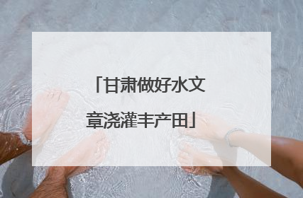 甘肃做好水文章浇灌丰产田
