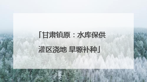 甘肃镇原：水库保供 灌区浇地 旱塬补种