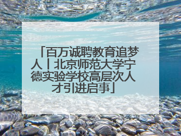 百万诚聘教育追梦人丨北京师范大学宁德实验学校高层次人才引进启事