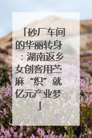 砂厂车间的华丽转身：湖南返乡女创客用苎麻“织”就亿元产业梦