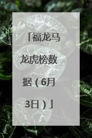 福龙马龙虎榜数据（6月3日）