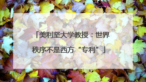 美利坚大学教授：世界秩序不是西方“专利”