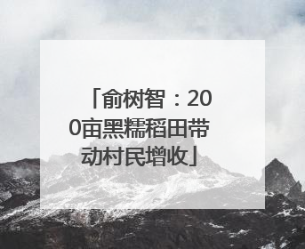 俞树智：200亩黑糯稻田带动村民增收