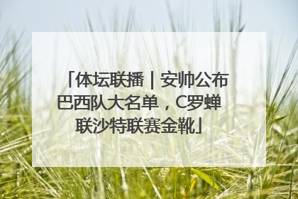 体坛联播｜安帅公布巴西队大名单，C罗蝉联沙特联赛金靴