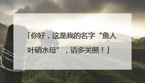 你好，这是我的名字“鱼人叶硝水母”，请多关照！