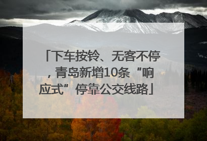 下车按铃、无客不停，青岛新增10条“响应式”停靠公交线路