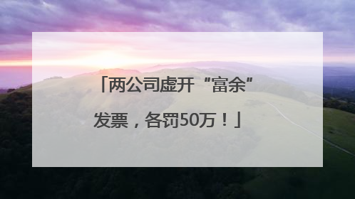两公司虚开“富余”发票，各罚50万！