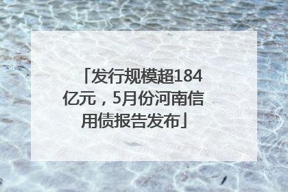 发行规模超184亿元，5月份河南信用债报告发布