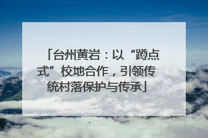台州黄岩：以“蹲点式”校地合作，引领传统村落保护与传承