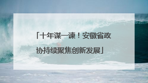 十年谋一谏！安徽省政协持续聚焦创新发展