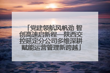 党建领航风帆劲 智创高速启新程—陕西交控延定分公司多维深耕赋能运营管理新跨越
