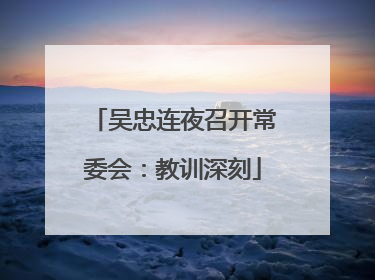 吴忠连夜召开常委会：教训深刻
