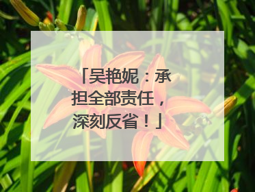 吴艳妮：承担全部责任，深刻反省！