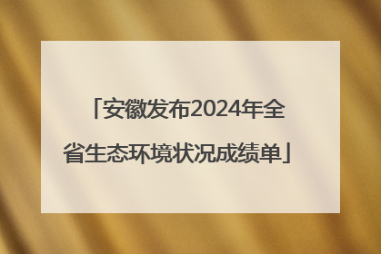 安徽发布2024年全省生态环境状况成绩单