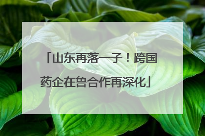 山东再落一子！跨国药企在鲁合作再深化