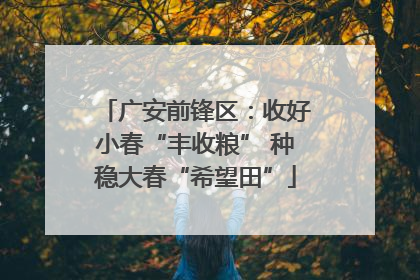 广安前锋区：收好小春“丰收粮” 种稳大春“希望田”