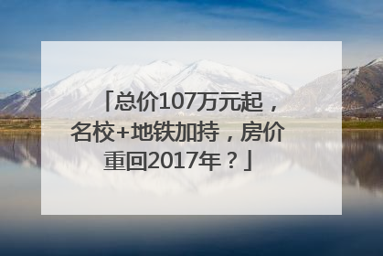 总价107万元起，名校+地铁加持，房价重回2017年？