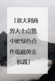 意大利商界人士点赞中欧绿色合作蕴藏黄金机遇