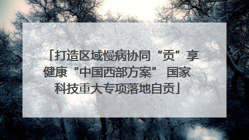 打造区域慢病协同“贡”享健康“中国西部方案” 国家科技重大专项落地自贡