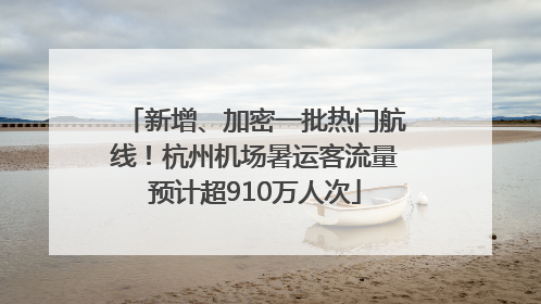 新增、加密一批热门航线！杭州机场暑运客流量预计超910万人次