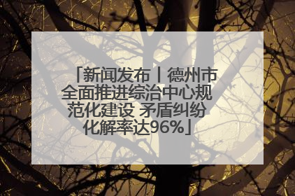 新闻发布丨德州市全面推进综治中心规范化建设 矛盾纠纷化解率达96%