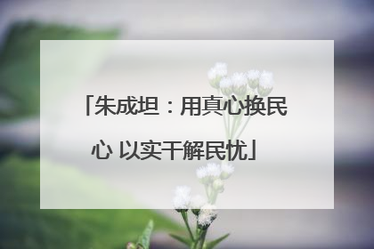 朱成坦：用真心换民心 以实干解民忧