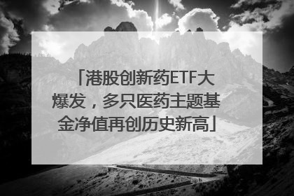港股创新药ETF大爆发，多只医药主题基金净值再创历史新高