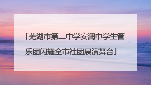 芜湖市第二中学安澜中学生管乐团闪耀全市社团展演舞台
