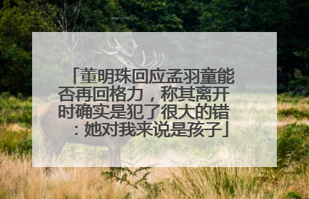董明珠回应孟羽童能否再回格力，称其离开时确实是犯了很大的错：她对我来说是孩子