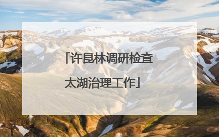 许昆林调研检查太湖治理工作