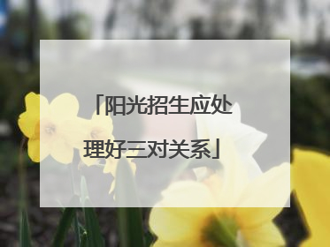 阳光招生应处理好三对关系