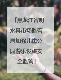 黑龙江省明水县市场监管局加强儿童公园游乐设施安全监管