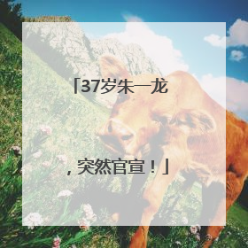 37岁朱一龙，突然官宣！