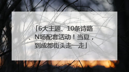 6大主题、10条诗路、N场配套活动！当夏，到成都街头走一走